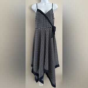 Banana Republic Wrap Handkerchief Asymmetrical Striped Dress Sz 4 Coastal